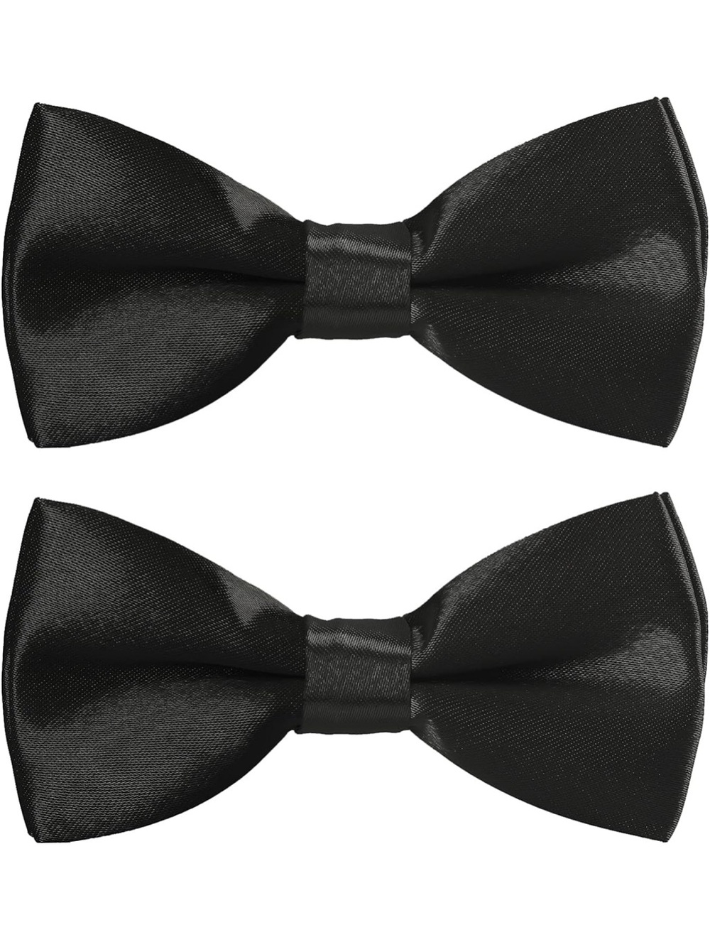 Classic Black Satin Kids Bow Tie Set - Formal Bow Ties (2 Pack)